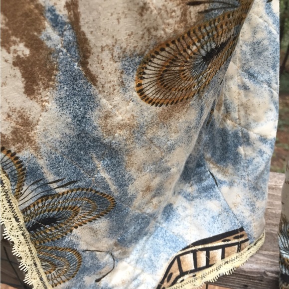 Morgan Cole gold/blue tie dye cream,embroidered collarless quilted jacket - Picture 10 of 11